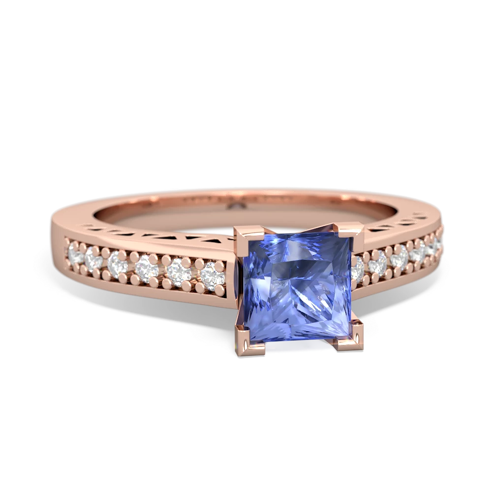 Tanzanite Art Deco Engagement 5Mm Square 14K Rose Gold ring R26355SQ