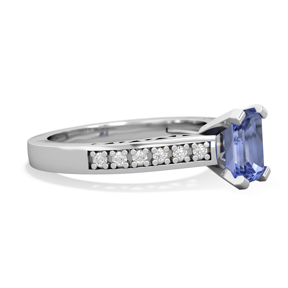 Tanzanite Art Deco Engagement 7X5mm Emerald-Cut 14K White Gold ring R26357EM
