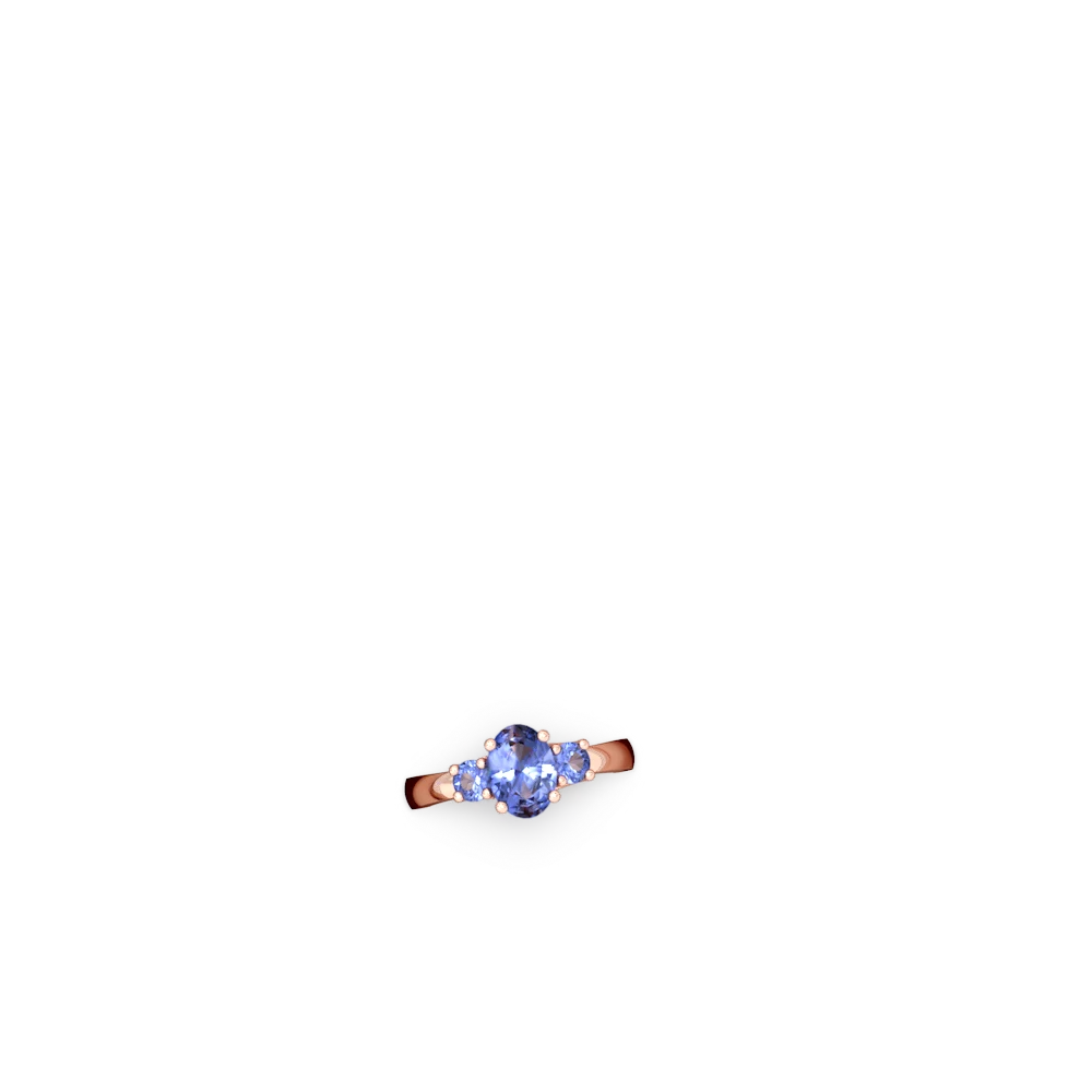 Tanzanite Three Stone Oval Trellis 14K Rose Gold ring R4024