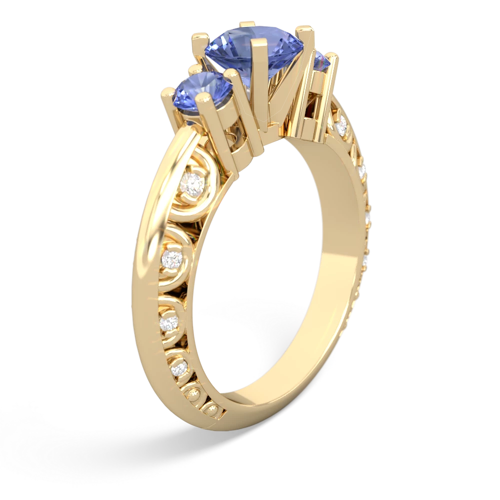 Tanzanite Art Deco Eternal Embrace Engagement 14K Yellow Gold ring C2003