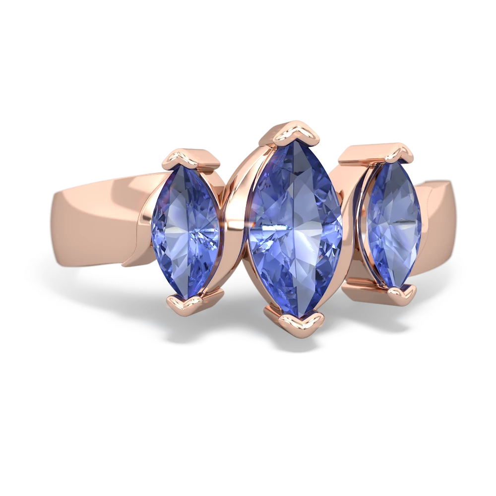 Lab Sapphire Three Peeks 14K Rose Gold ring R2433