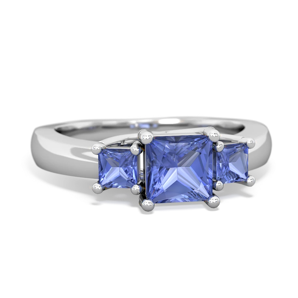 Garnet Three Stone Trellis 14K White Gold ring R4015