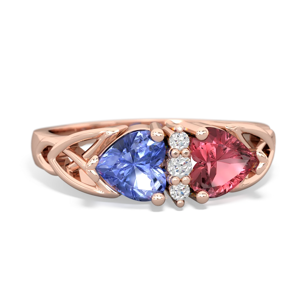 Tanzanite Celtic Knot Double Heart 14K Rose Gold ring R5040