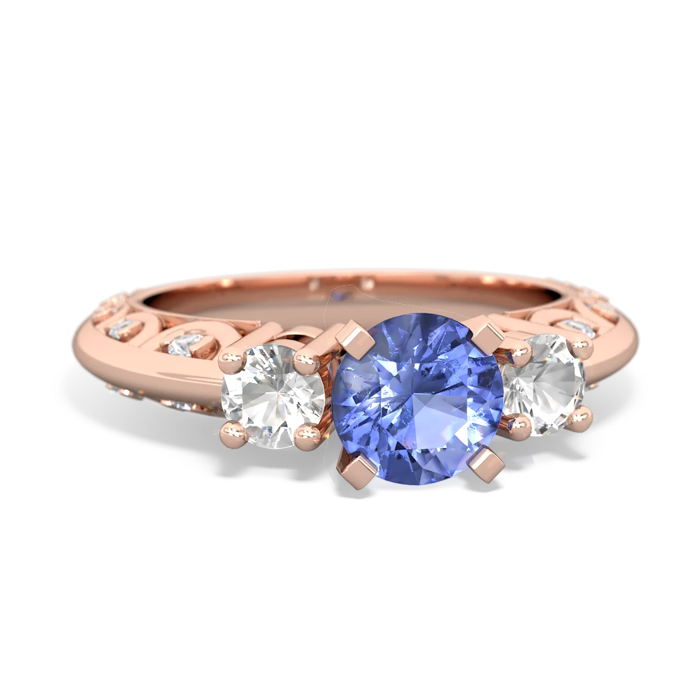 Tanzanite Art Deco Eternal Embrace Engagement 14K Rose Gold ring C2003