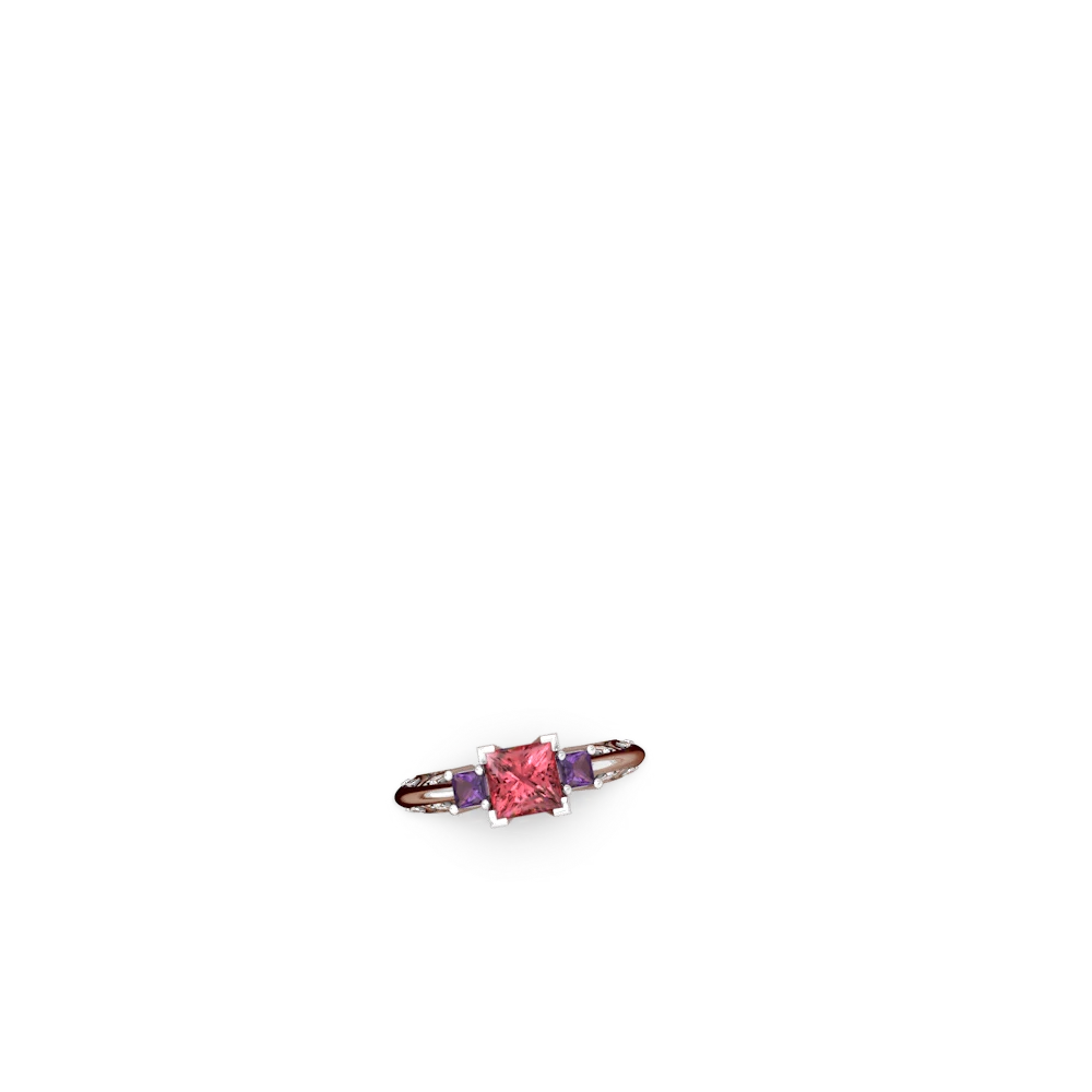 Pink Tourmaline Eternal Embrace Engagement 14K White Gold ring C2001