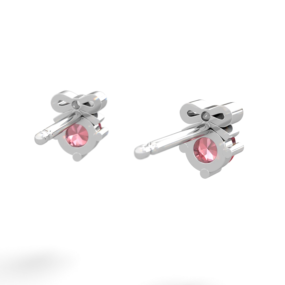 Pink Tourmaline Diamond Bows 14K White Gold earrings E7002
