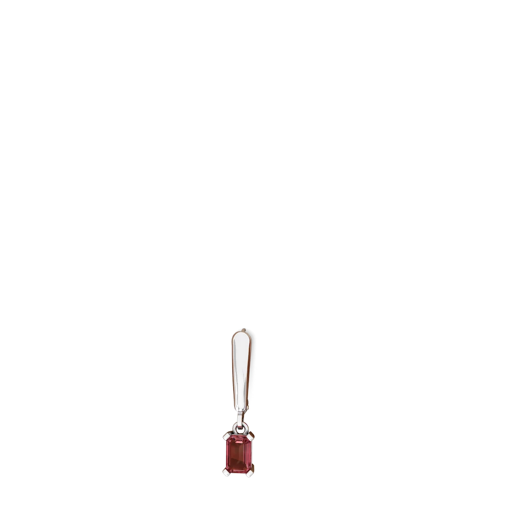 Pink Tourmaline 6X4mm Emerald-Cut Lever Back 14K White Gold earrings E2855