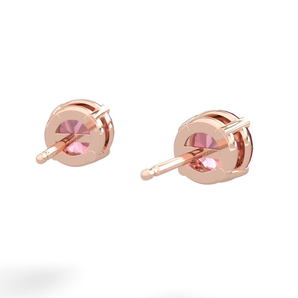 Pink Tourmaline 6Mm Round Stud 14K Rose Gold earrings E1786