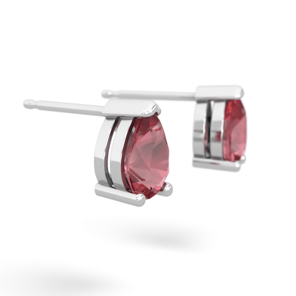 Pink Tourmaline Teardrop Stud 14K White Gold earrings E1793