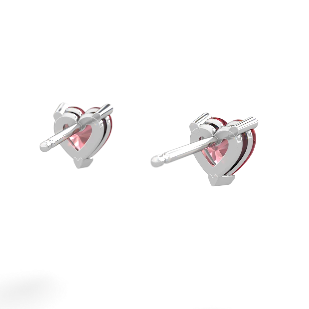 Pink Tourmaline 5Mm Heart Stud 14K White Gold earrings E1861
