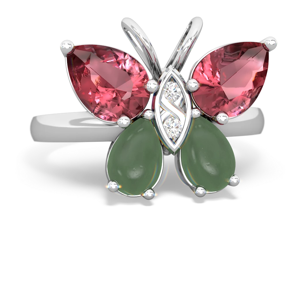 Pink Tourmaline Butterfly 14K White Gold ring R2215