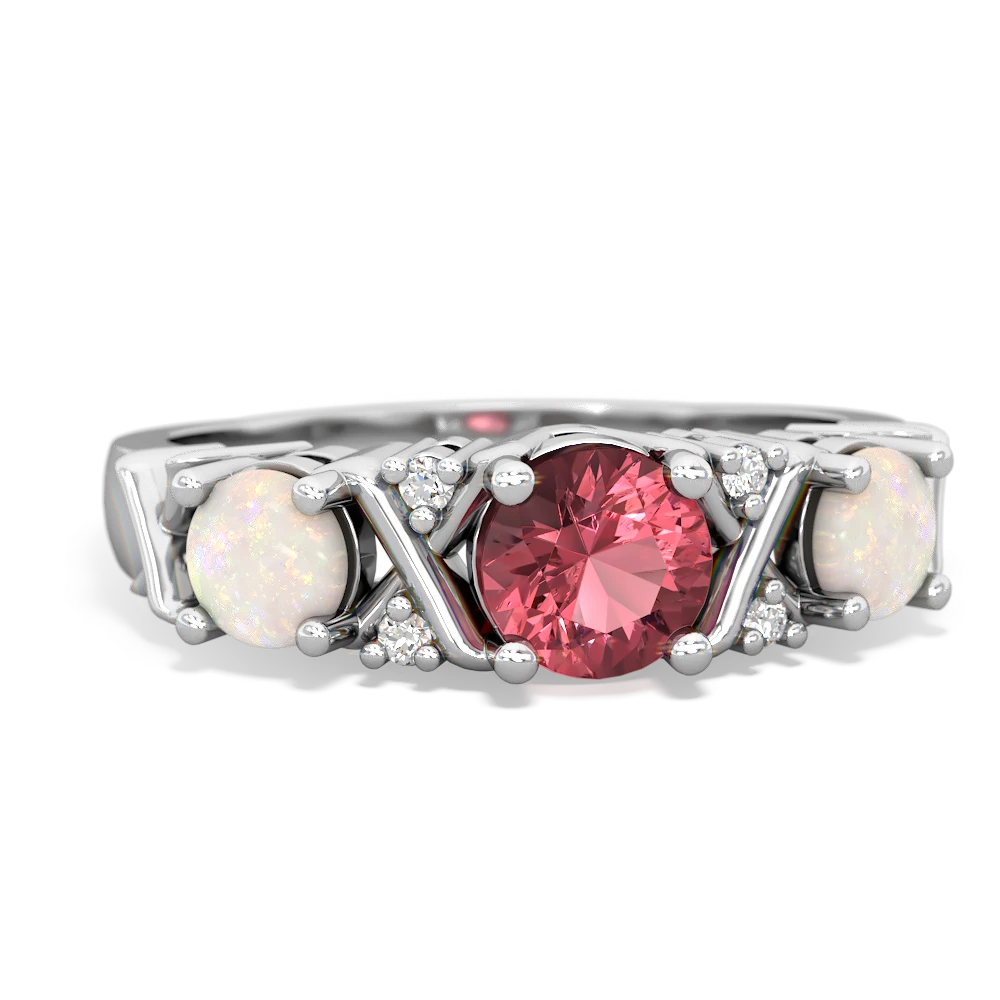 Pink Tourmaline Hugs And Kisses 14K White Gold ring R5016
