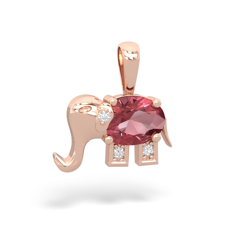 Pink Tourmaline Elephant 14K Rose Gold pendant P2555