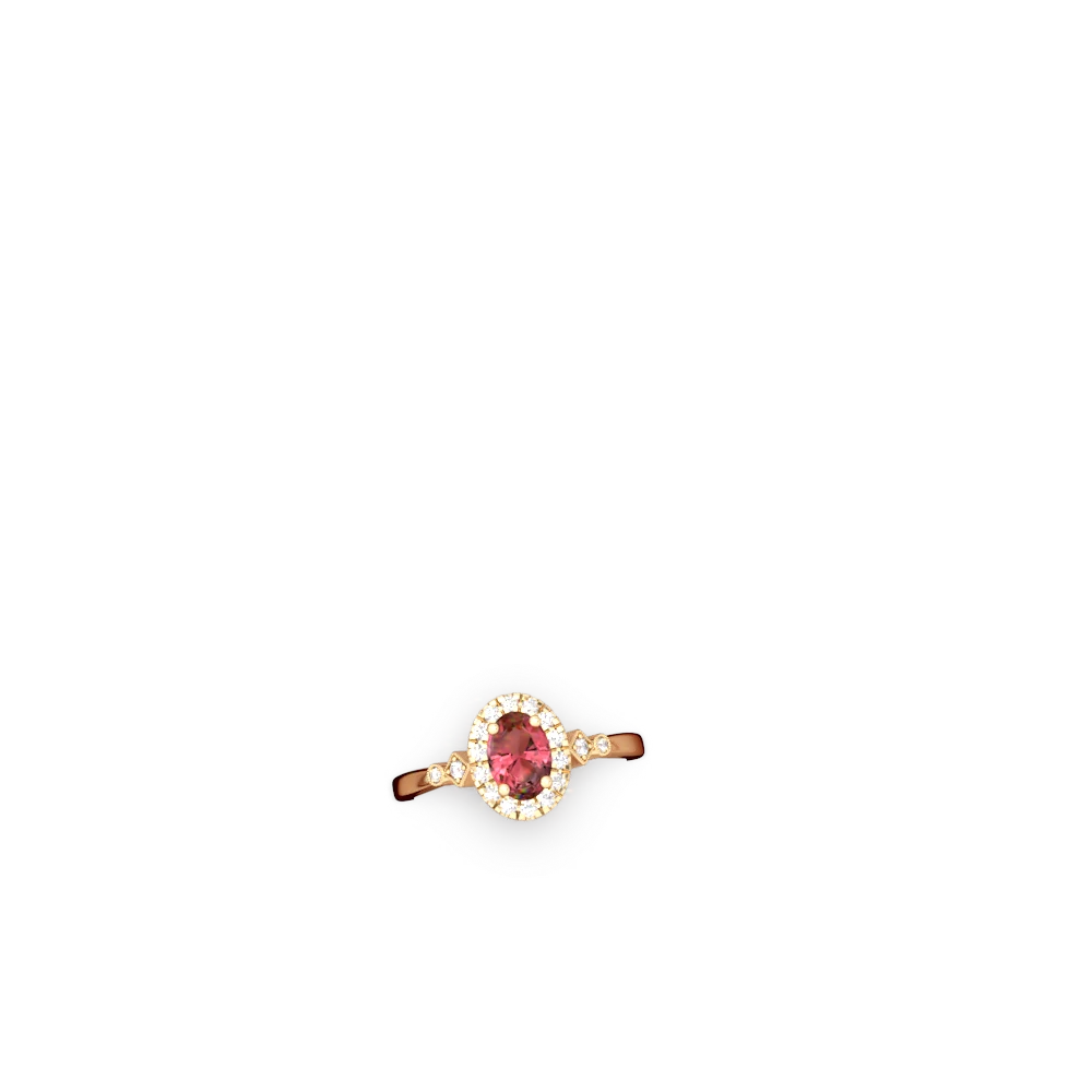 Pink Tourmaline Antique-Style Halo 14K Yellow Gold ring R5720