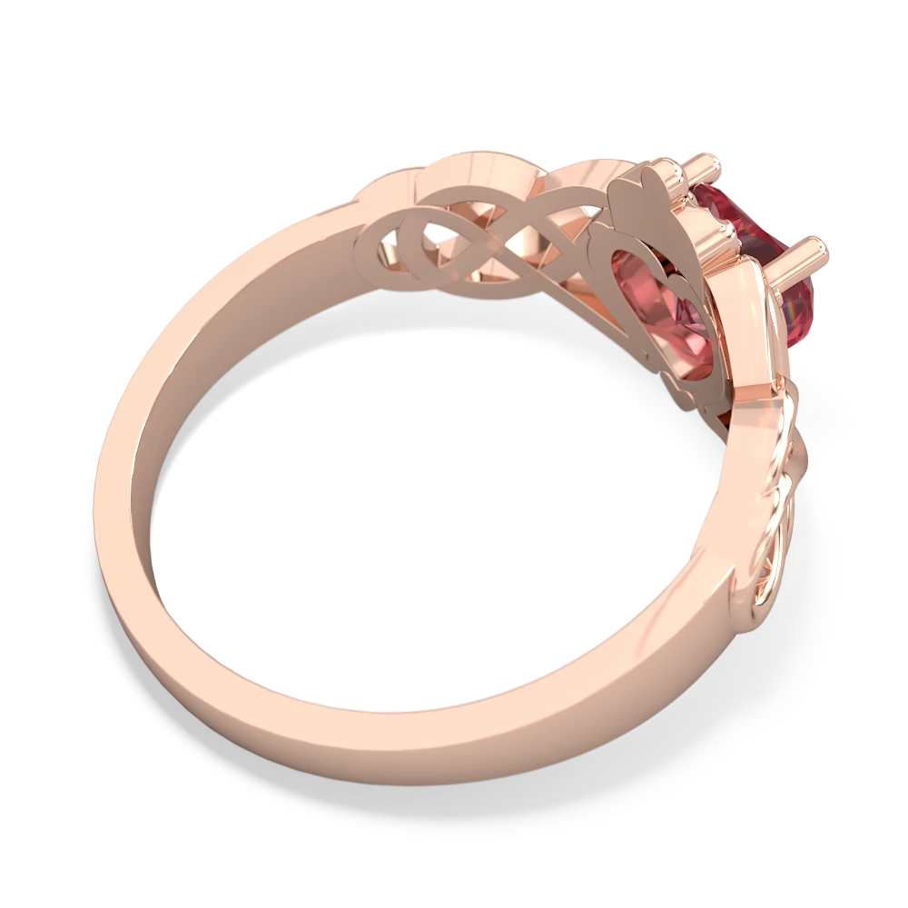 Pink Tourmaline Claddagh Celtic Knot 14K Rose Gold ring R2367