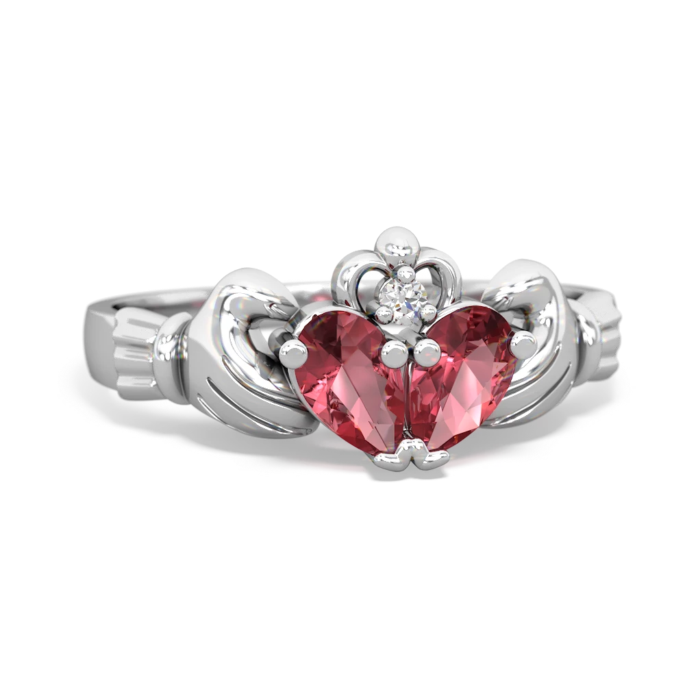 Pink Tourmaline 'Our Heart' Claddagh 14K White Gold ring R2388