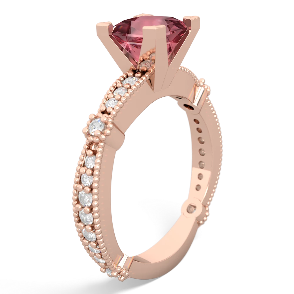 Pink Tourmaline Sparkling Tiara 6Mm Princess 14K Rose Gold ring R26296SQ