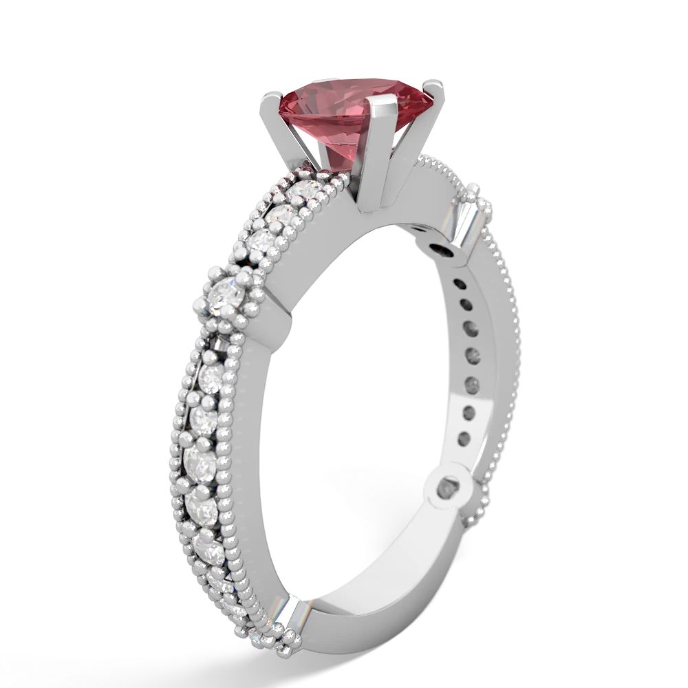 Pink Tourmaline Sparkling Tiara 7X5mm Oval 14K White Gold ring R26297VL