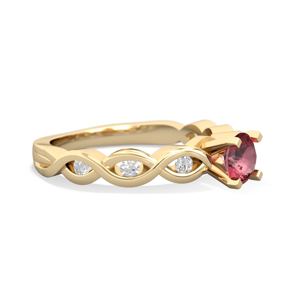 Pink Tourmaline Infinity 5Mm Round Engagement 14K Yellow Gold ring R26315RD