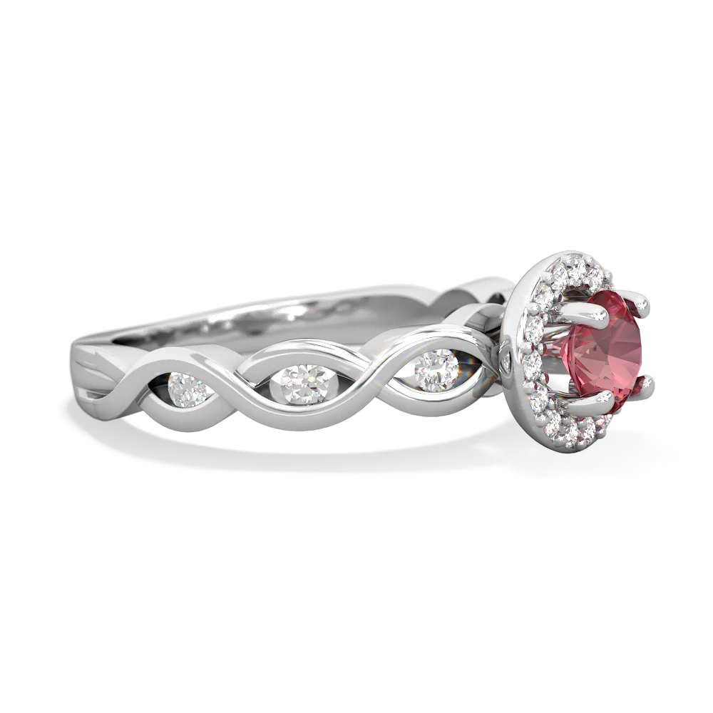 Pink Tourmaline Infinity Halo Engagement 14K White Gold ring R26315RH