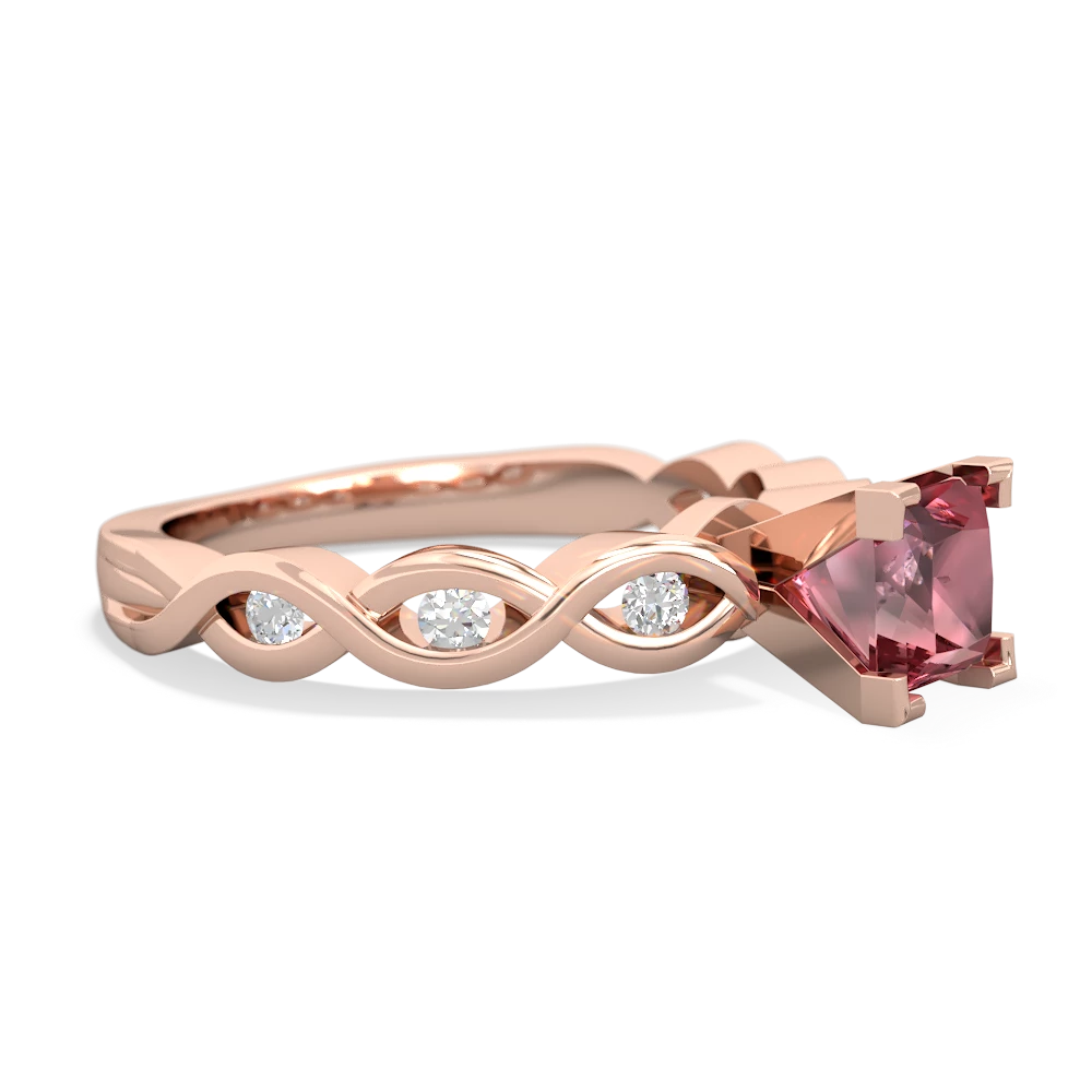 Pink Tourmaline Infinity 5Mm Square Engagement 14K Rose Gold ring R26315SQ