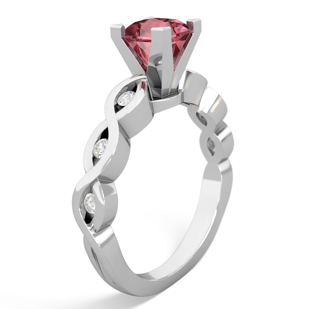 Pink Tourmaline Infinity 5Mm Square Engagement 14K White Gold ring R26315SQ