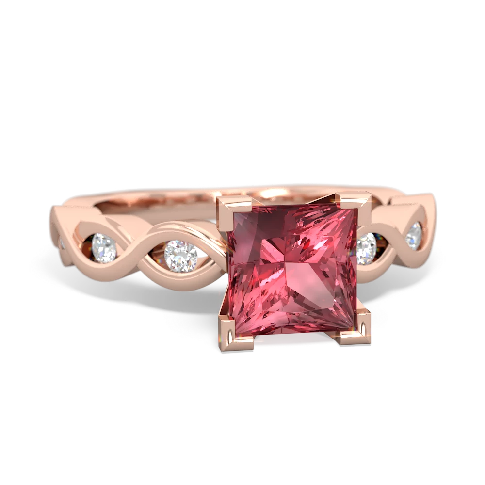 Pink Tourmaline Infinity 6Mm Princess Engagement 14K Rose Gold ring R26316SQ
