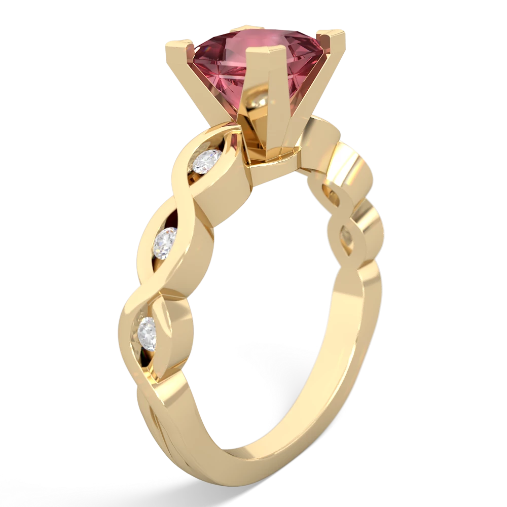 Pink Tourmaline Infinity 6Mm Princess Engagement 14K Yellow Gold ring R26316SQ
