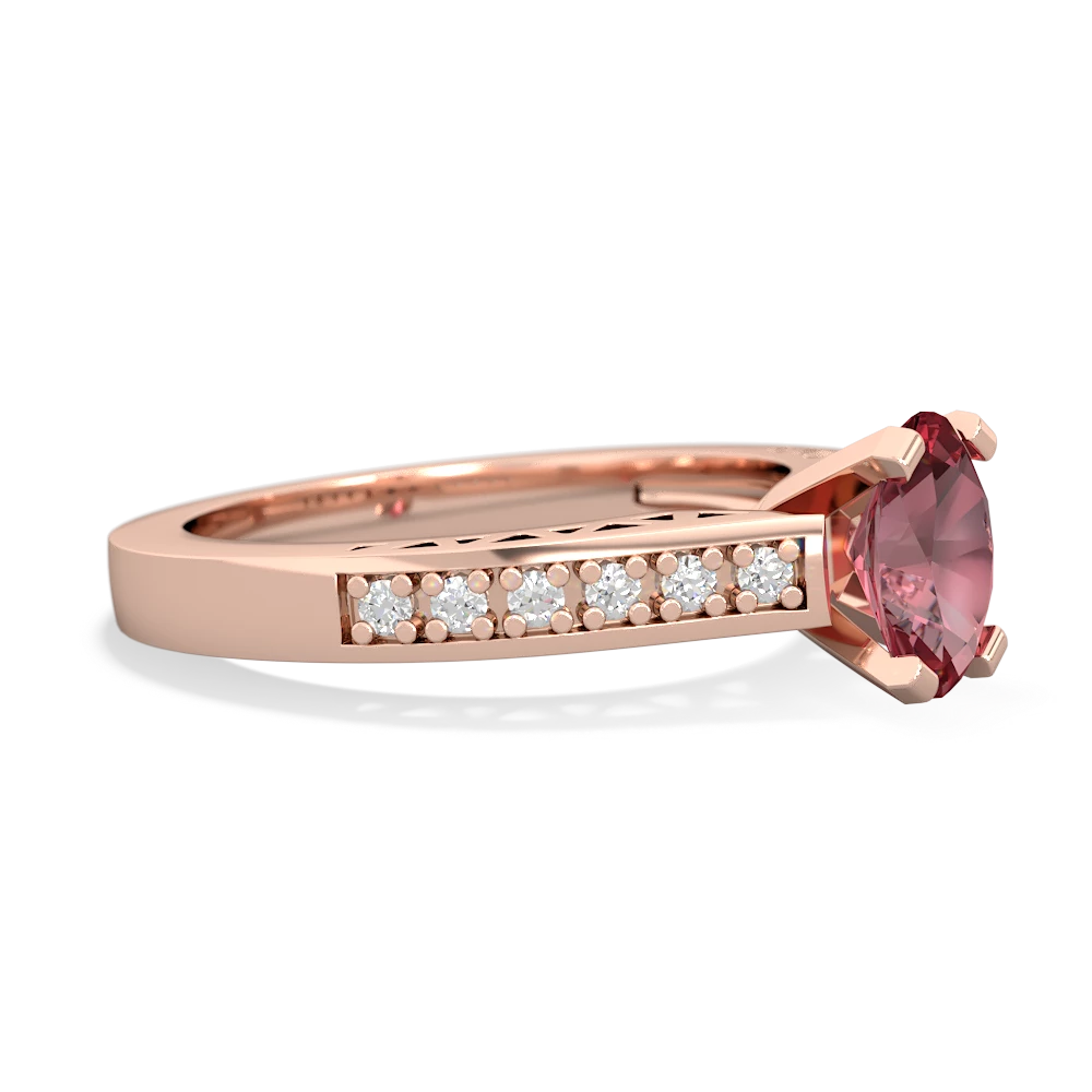 Pink Tourmaline Art Deco Engagement 7X5mm Oval 14K Rose Gold ring R26357VL