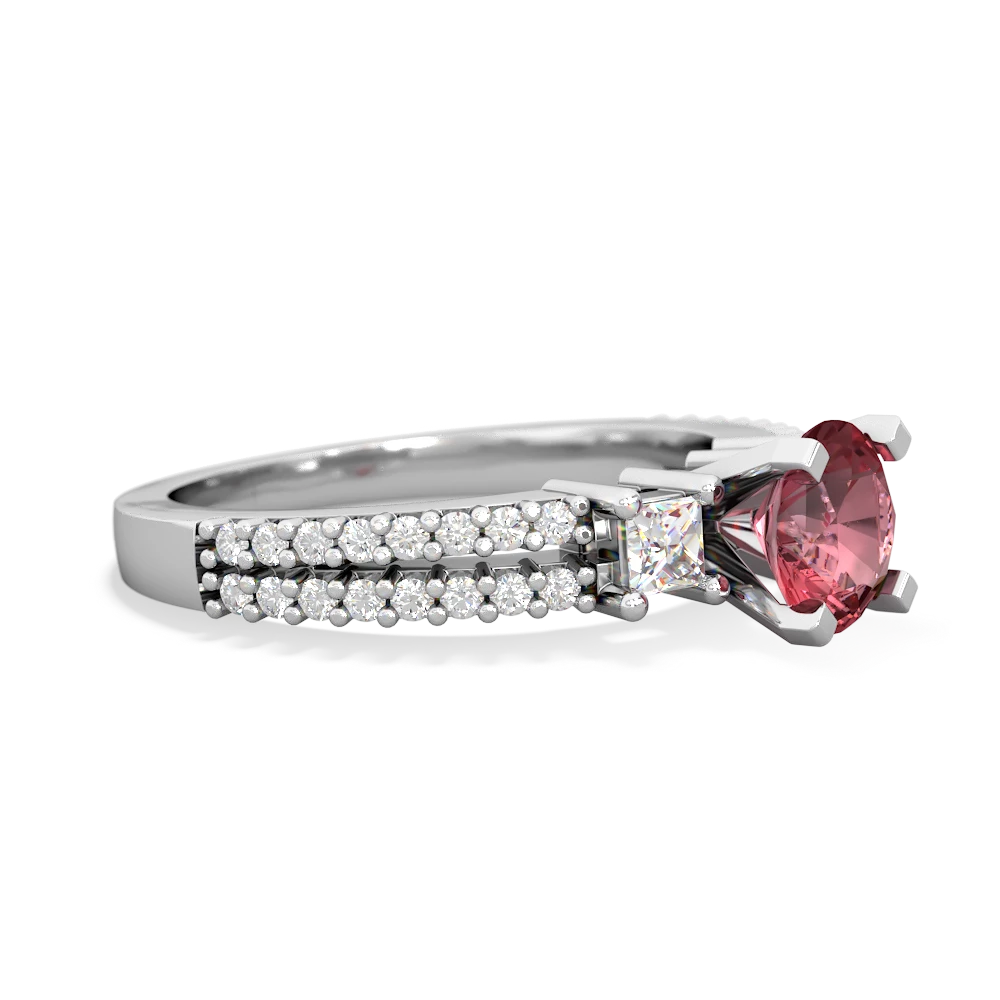 Pink Tourmaline Classic 6Mm Round Engagement 14K White Gold ring R26436RD