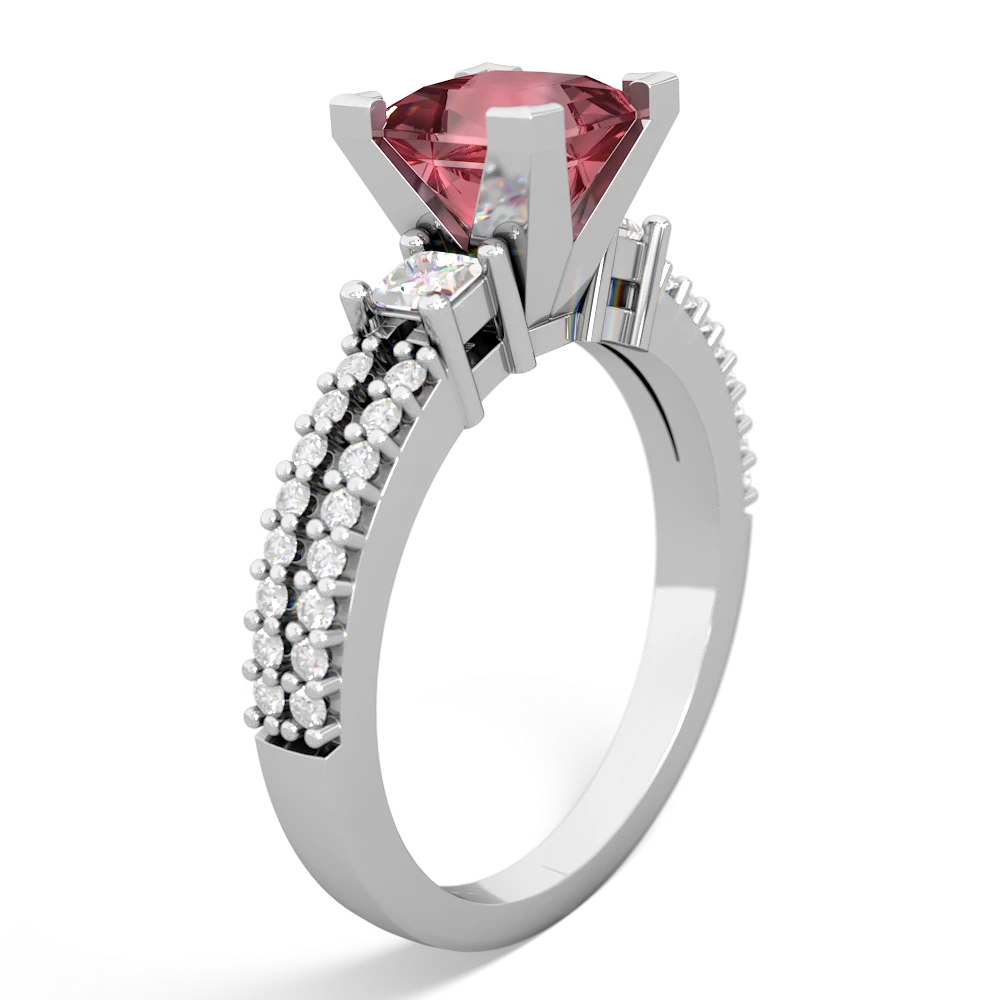 Pink Tourmaline Classic 6Mm Princess Engagement 14K White Gold ring R26436SQ