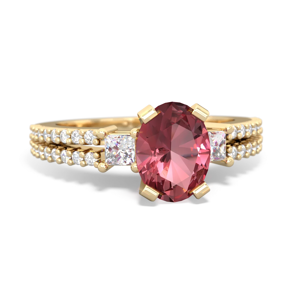 Pink Tourmaline Classic 8X6mm Oval Engagement 14K Yellow Gold ring R26438VL