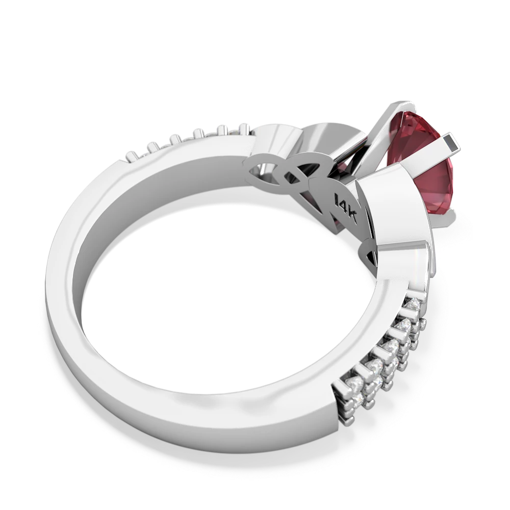 Pink Tourmaline Celtic Knot 8X6 Oval Engagement 14K White Gold ring R26448VL