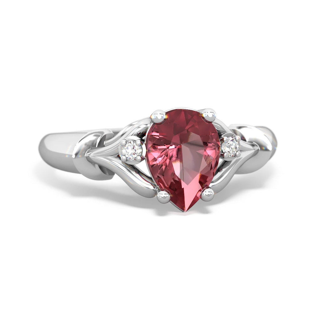 Pink Tourmaline Precious Pear 14K White Gold ring R0826