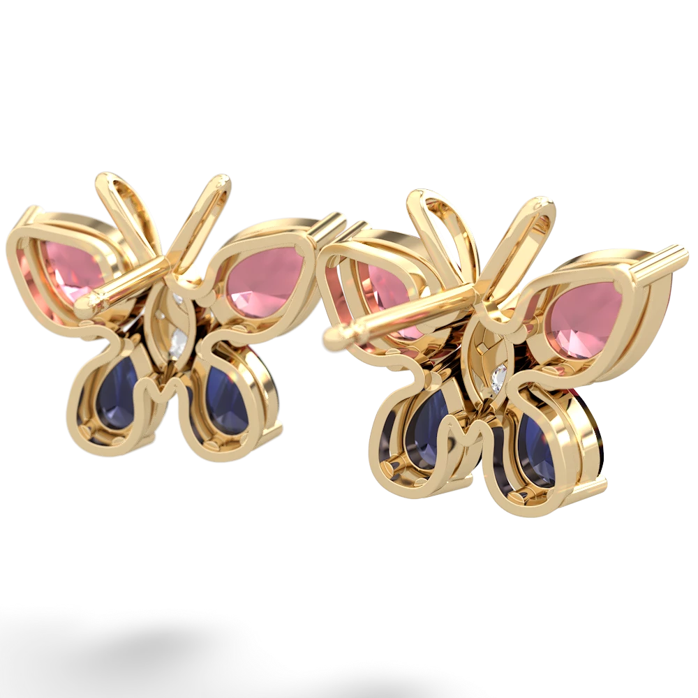 Pink Tourmaline Butterfly 14K Yellow Gold earrings E2215