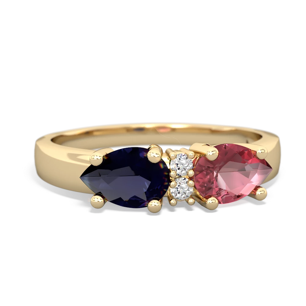 Pink Tourmaline Pear Bowtie 14K Yellow Gold ring R0865