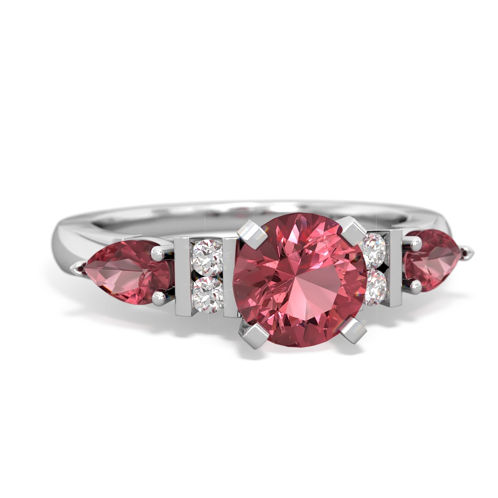 Ruby 6Mm Round Eternal Embrace Engagement 14K White Gold ring R2005