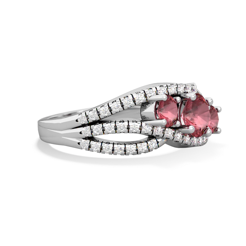 Pink Tourmaline Three Stone Aurora 14K White Gold ring R3080