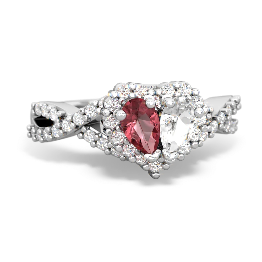 Pink Tourmaline Diamond Twist 'One Heart' 14K White Gold ring R2640HRT