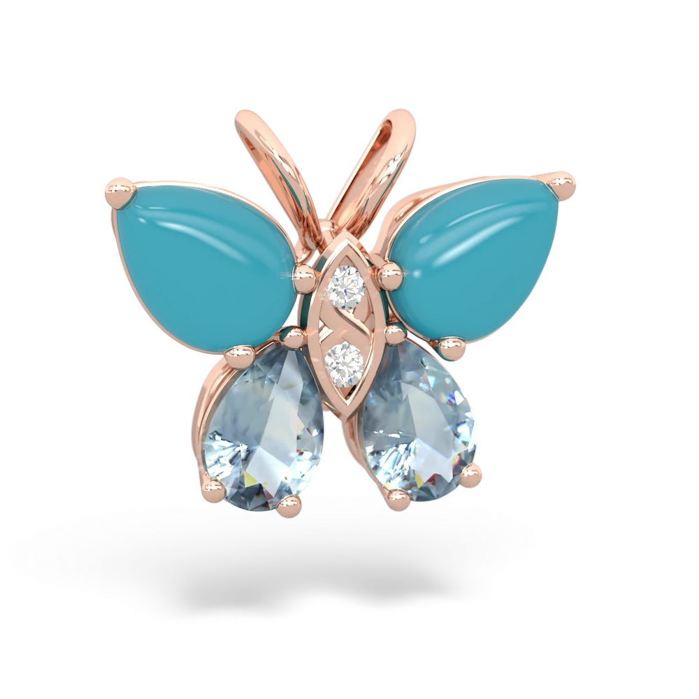 Turquoise Butterfly 14K Rose Gold pendant P2215