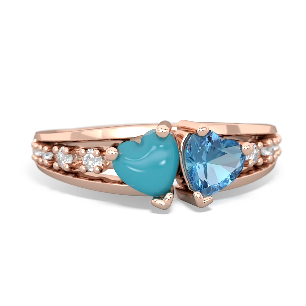 Turquoise Heart To Heart 14K Rose Gold ring R3342
