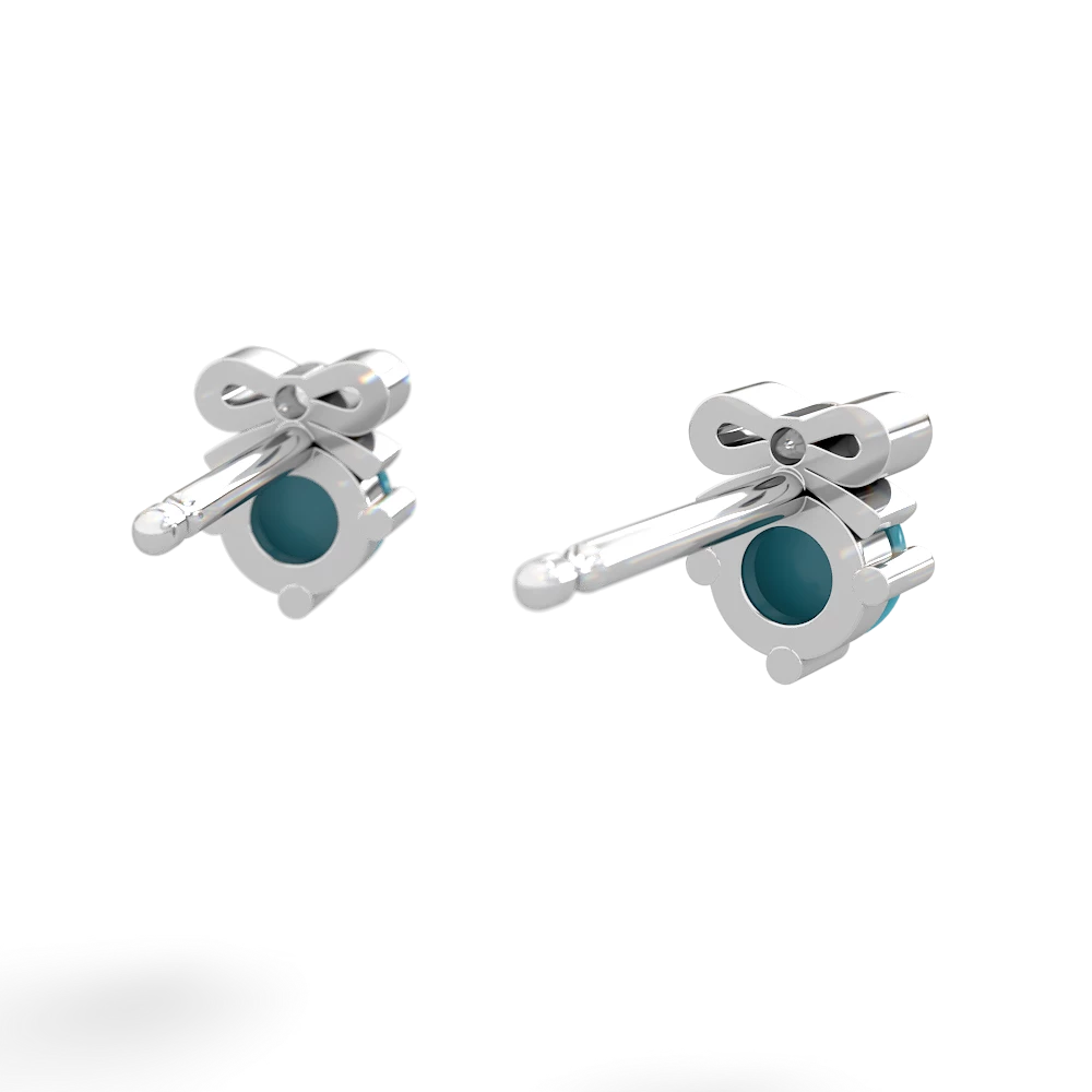 Turquoise Diamond Bows 14K White Gold earrings E7002