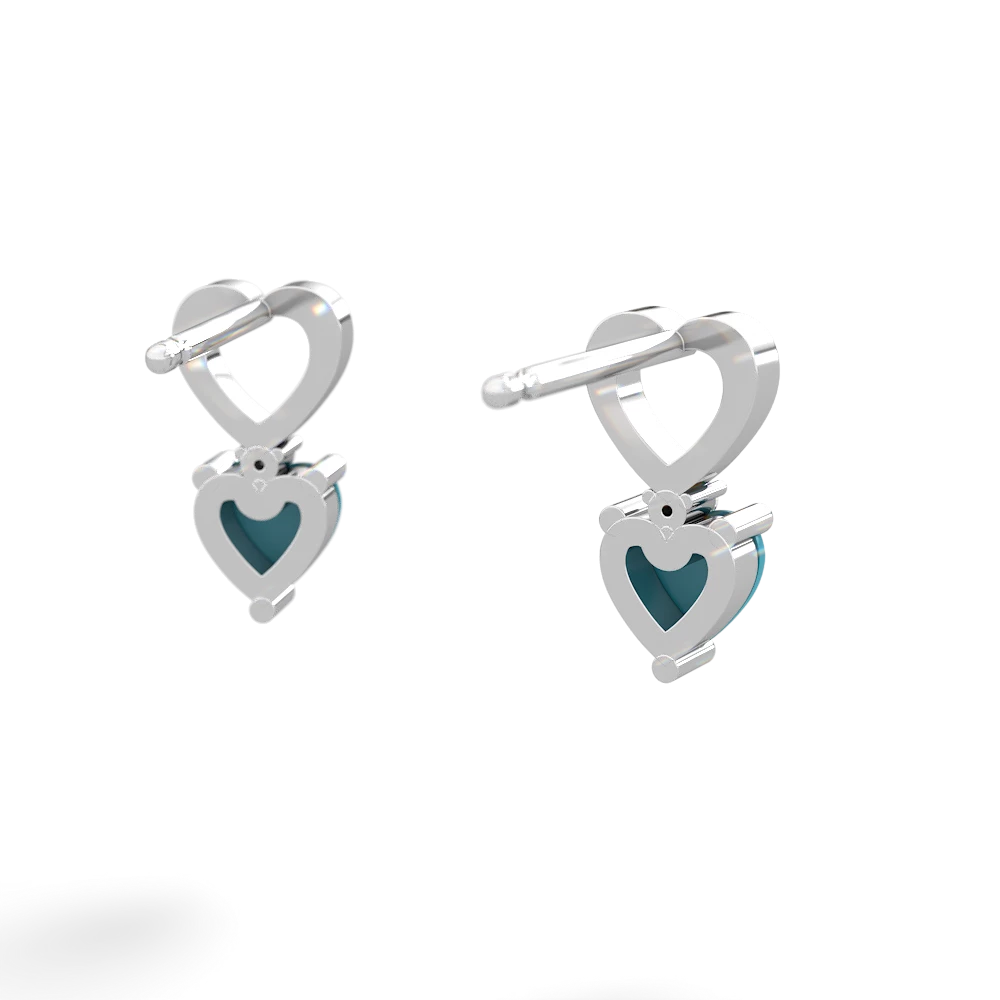 Turquoise Four Hearts 14K White Gold earrings E2558