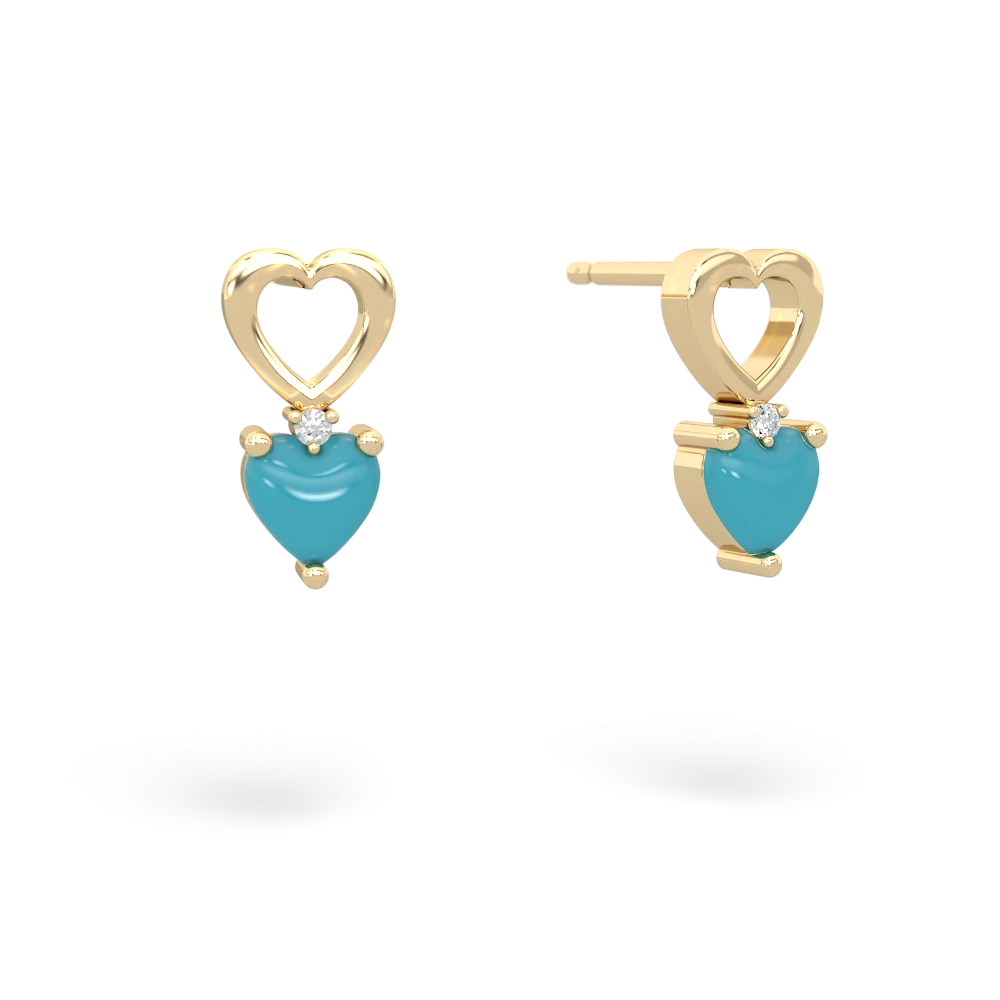 Turquoise Four Hearts 14K Yellow Gold earrings E2558