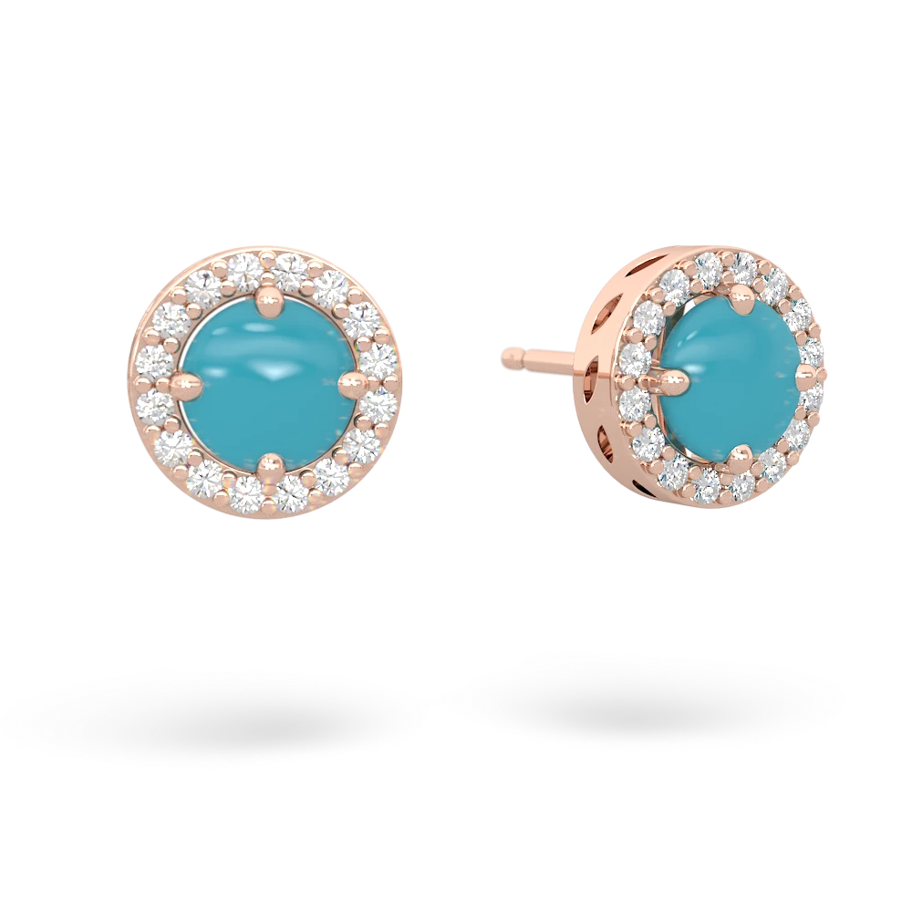 Turquoise Halo 14K Rose Gold earrings E5320