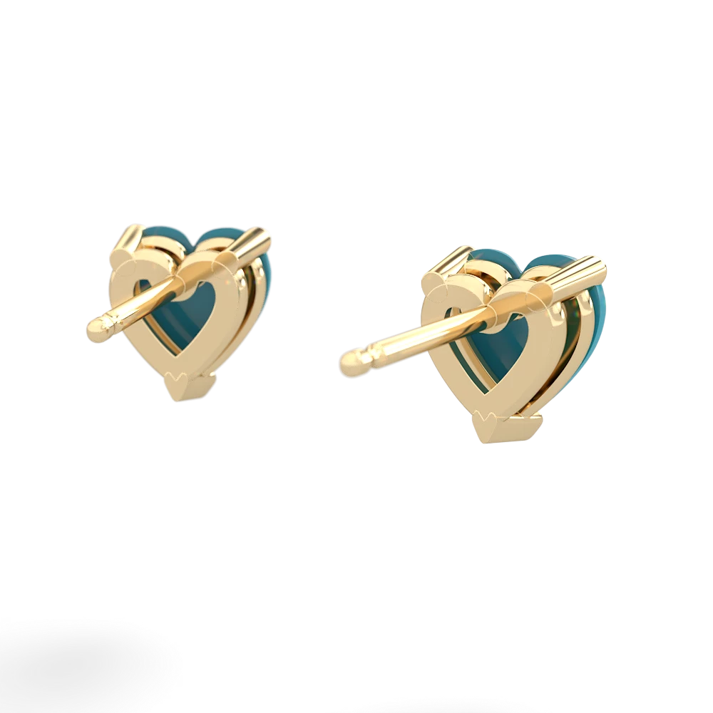 Turquoise 6Mm Heart Stud 14K Yellow Gold earrings E1862