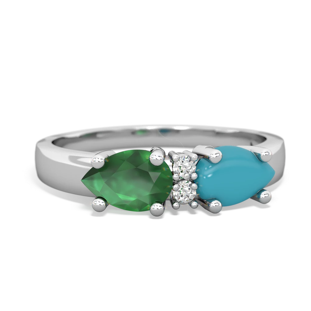 Turquoise Pear Bowtie 14K White Gold ring R0865