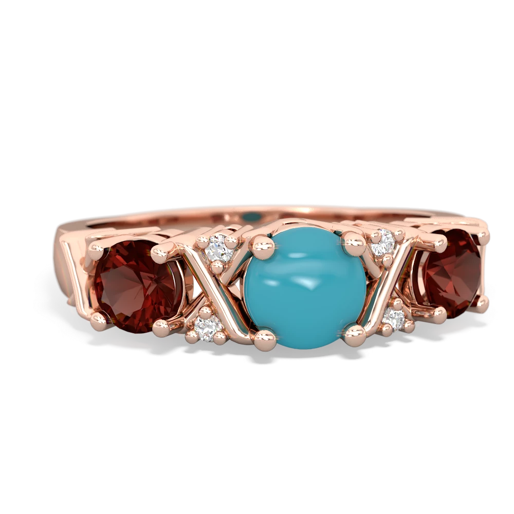 Turquoise Hugs And Kisses 14K Rose Gold ring R5016