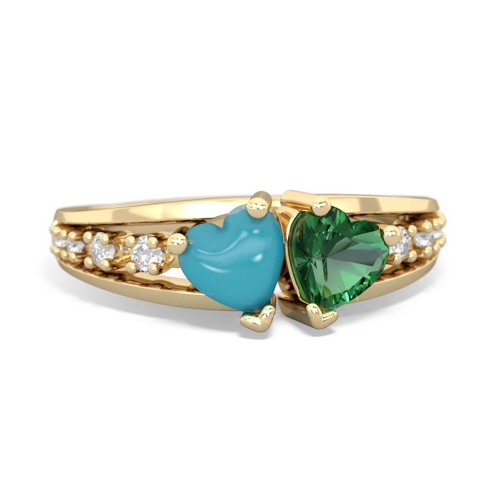 Turquoise Heart To Heart 14K Yellow Gold ring R3342