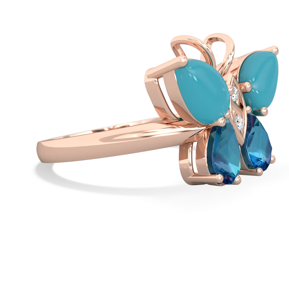 Turquoise Butterfly 14K Rose Gold ring R2215